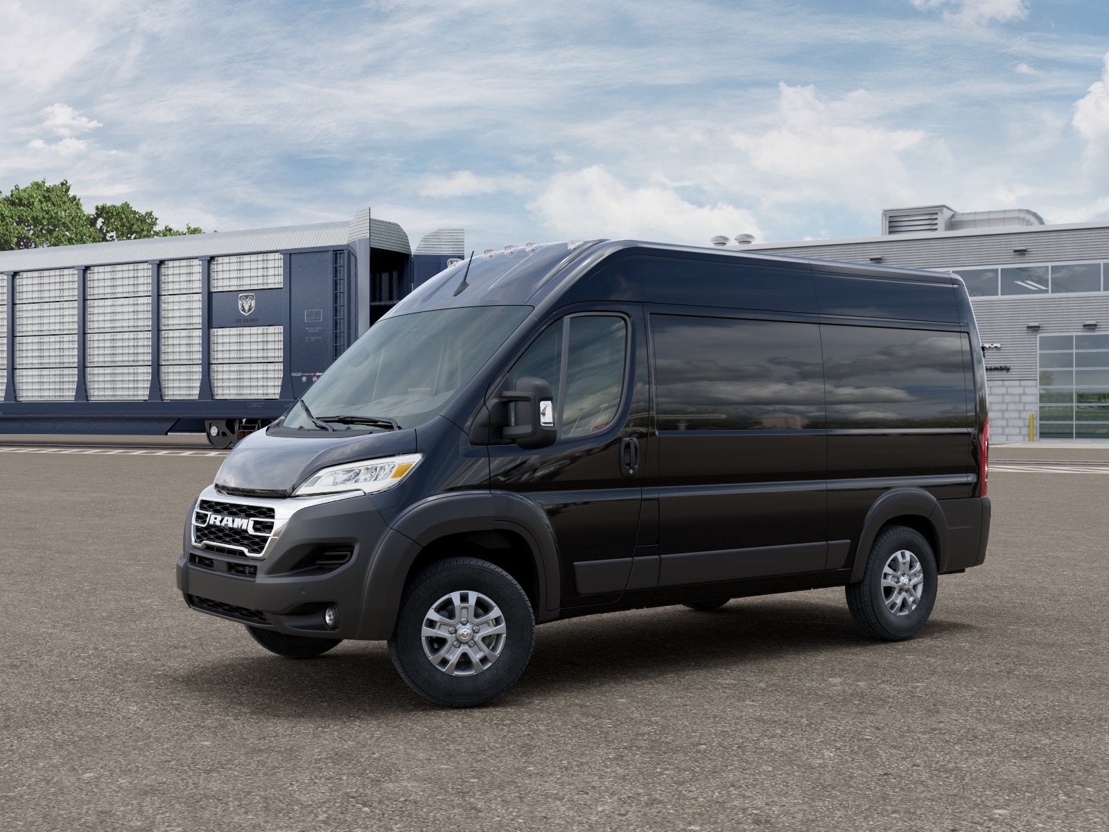 2026 RAM Ram ProMaster RAM PROMASTER 1500 SLT CARGO VAN HIGH ROOF 136' WB in Black Clear-Coat Exterior Paint — front three-quarter view