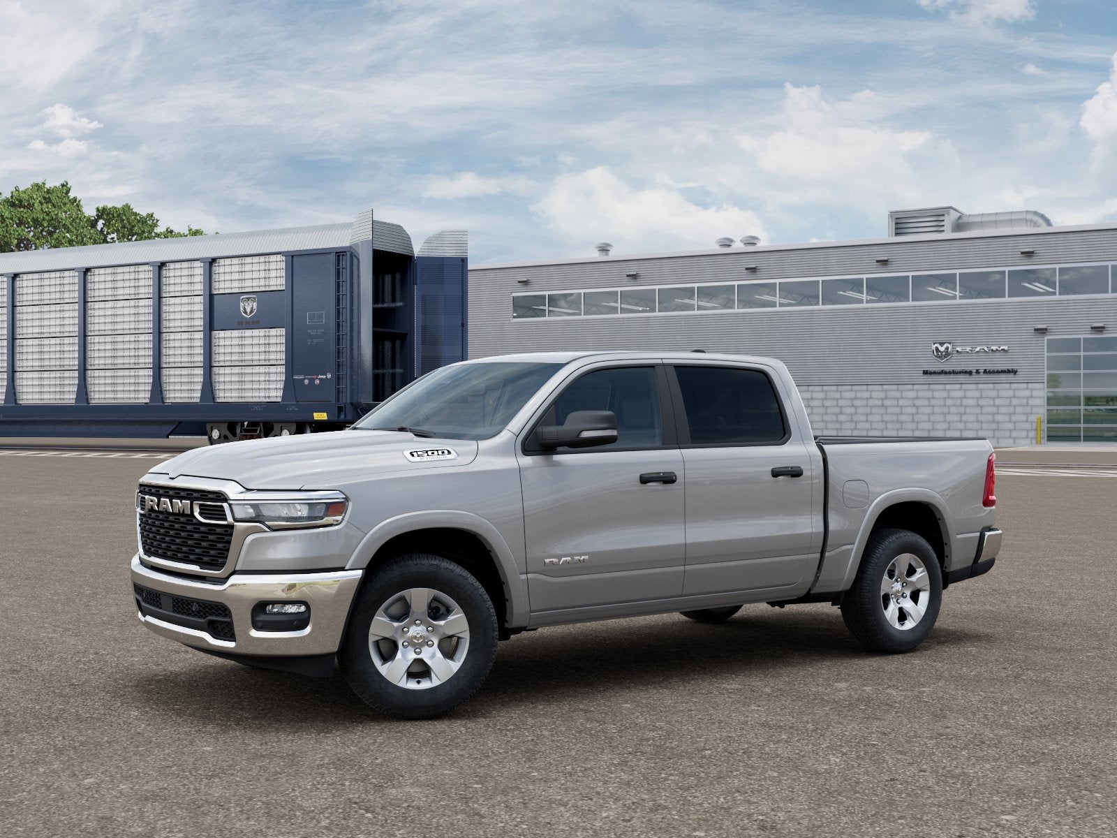 2026 RAM Ram 1500 RAM 1500 BIG HORN CREW CAB 4X4 5'7' BOX in Silver Zynith Exterior Paint — front three-quarter view