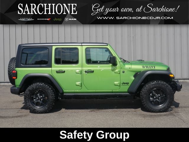 2026 Jeep Wrangler Willys in Mojito Clearcoat — front three-quarter view