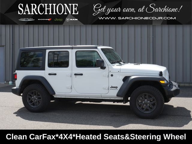 2024 Jeep Wrangler Sport S in Bright White Clearcoat — front three-quarter view