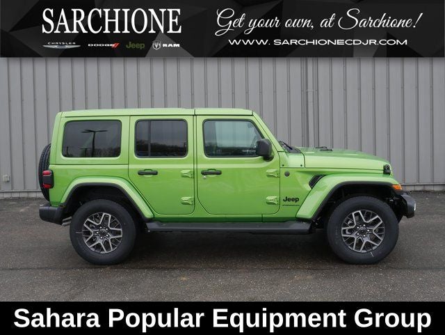 2026 Jeep Wrangler Sahara in Mojito Clearcoat — front three-quarter view