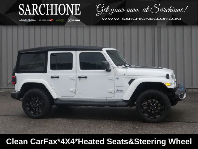 2024 Jeep Wrangler 4xe Sahara 4xe in Bright White Clearcoat — front three-quarter view