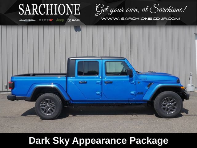 2026 Jeep Gladiator Sport S in Hydro Blue Pearlcoat — front three-quarter view