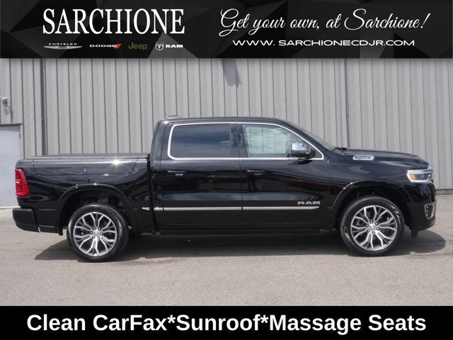 2025 RAM 1500 Tungsten in Diamond Black Crystal Pearlcoat — front three-quarter view