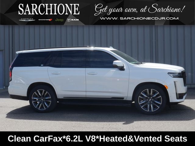 2023 Cadillac Escalade Sport in Crystal White Tricoat — front three-quarter view
