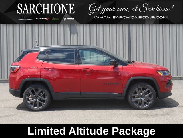 2026 Jeep Compass Limited in Red Hot Pearl–Coat — front three-quarter view