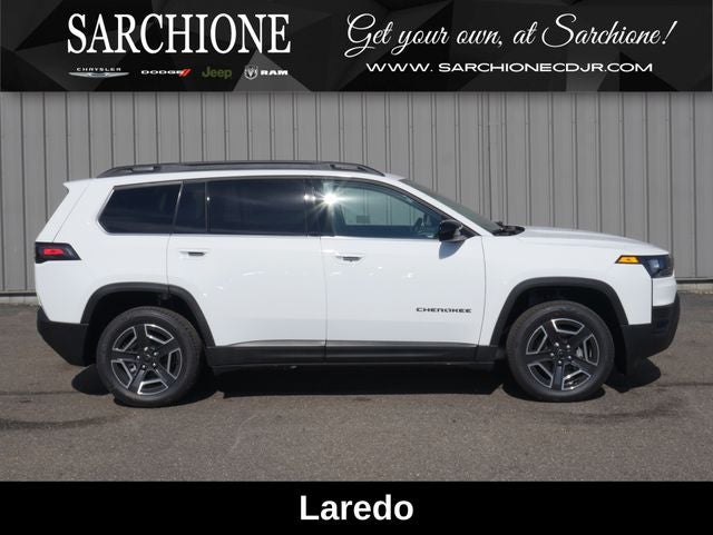 2026 Jeep Cherokee Laredo in Bright White Clearcoat — front three-quarter view